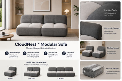 CloudNest™ Modular Sofa – Premium Foam Lounge Couch